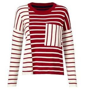 cabi Pocket Pullover -- Red/White Stripes -- Geometric - Size Med